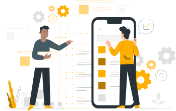 2 professionals working on sms testing tools