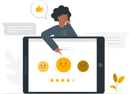 customer-experience-monitoring-2 Customer feedback displayed on a tablet screen